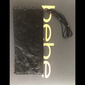 Bebe Black Bead Clutch NWOT